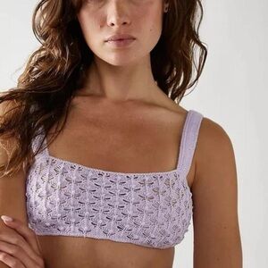 For Love And Lemons Purple Crop Top with Textured Design